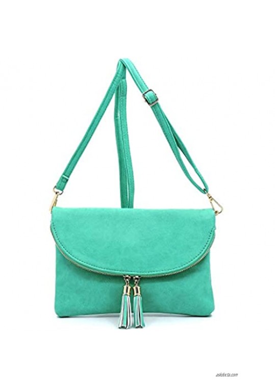 Janin Handbag Envelope Clutch Crossbody Bag with Tassel Vegan Leather