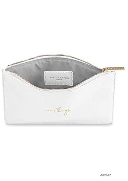 Katie Loxton Baby's Things Womens Medium Vegan Leather Sentiment Perfect Pouch White