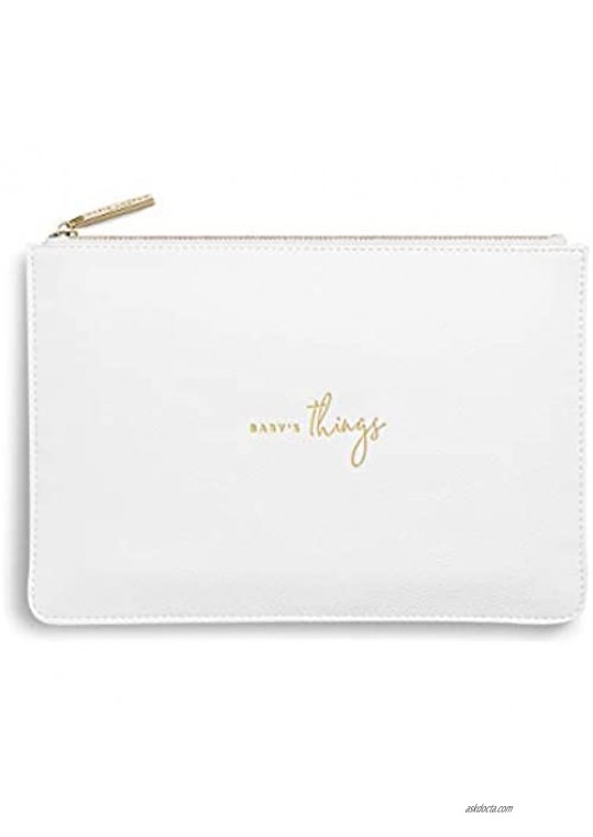 Katie Loxton Baby's Things Womens Medium Vegan Leather Sentiment Perfect Pouch White