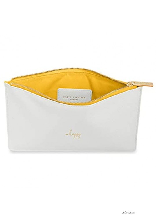Katie Loxton Be Happy Women's Medium Vegan Leather Clutch Perfect Pouch White