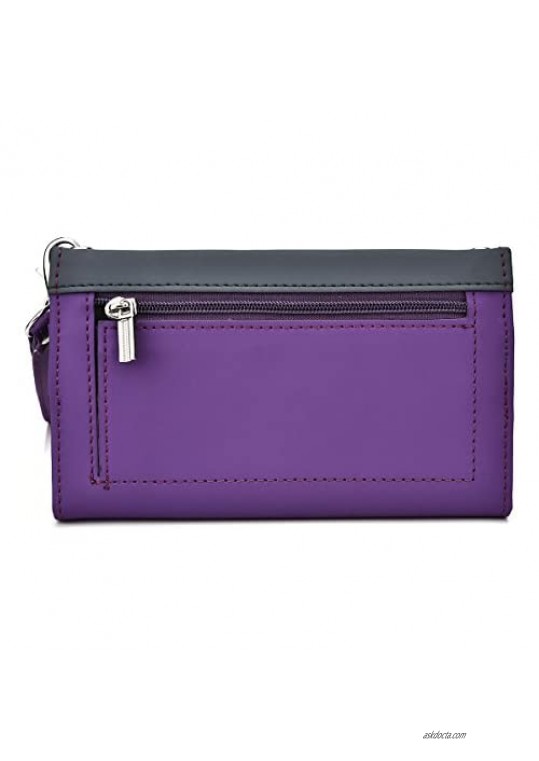 Kroo Deco Designed Wristlet Clutch Wallet for 5.1-Inch Phones - Non-Retail Packaging - Purple