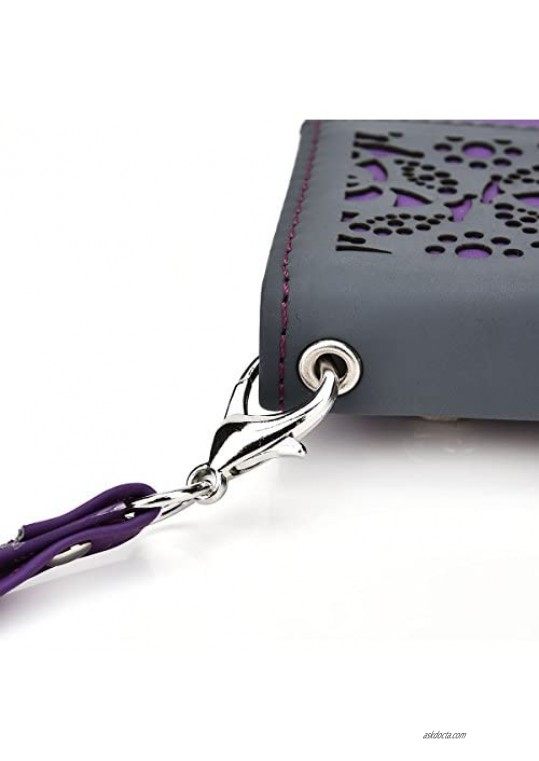 Kroo Deco Designed Wristlet Clutch Wallet for 5.1-Inch Phones - Non-Retail Packaging - Purple