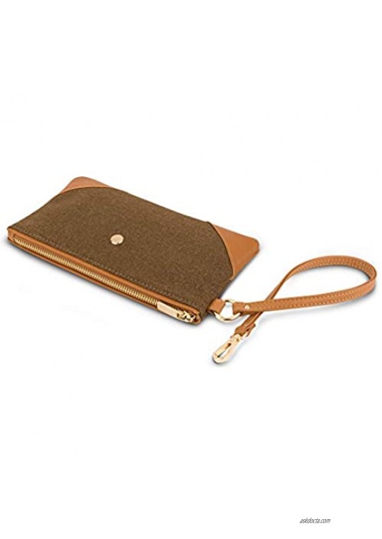 Moshi Wristlet Clutch - Brown vegan leather RFID Shield pocket