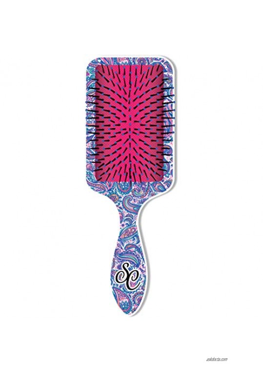 Paisley Pattern Purple and Blue 6 inch Acrylic Square Paddle Hair Brush