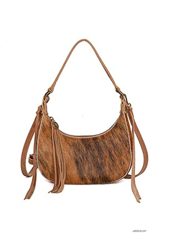 Small Clutch Purse for Women Western Cowhide Hair on Handbags Cowgirl Vintage Leather Shoulder Bag Crossbody