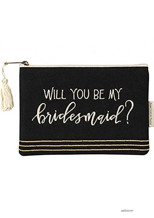 Will You Be My Bridesmaid Lined Zipper Pouch with Tassel