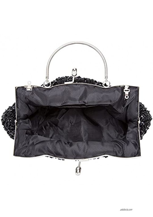 Baglamor Fashion Beaded Handbag Winter Handbag Kissing Lock Bag Satin Evening Clutch