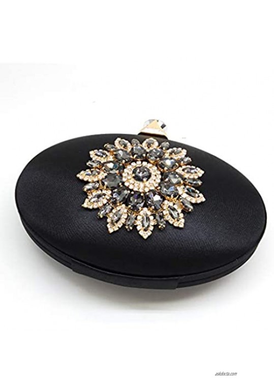 Boutique De FGG Women's Fashion Flower Crystal Clutch Handbag