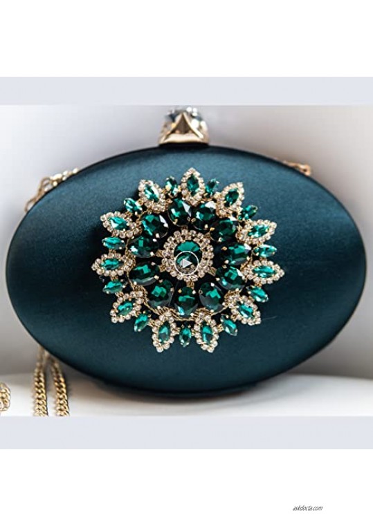 Boutique De FGG Women's Fashion Flower Crystal Clutch Handbag