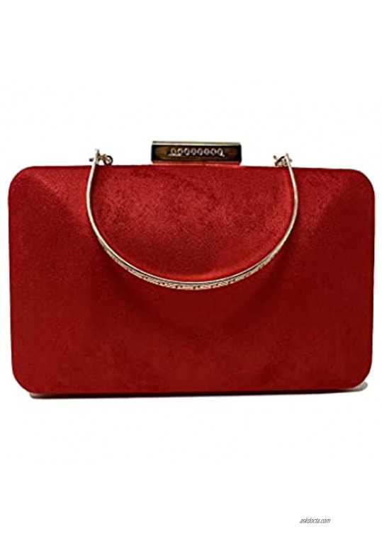 Cirilla Women Velvet Evening Bag Clutch Purse Crossbody Bag With Handle and Chain for Wedding Cocktail Party Banquet