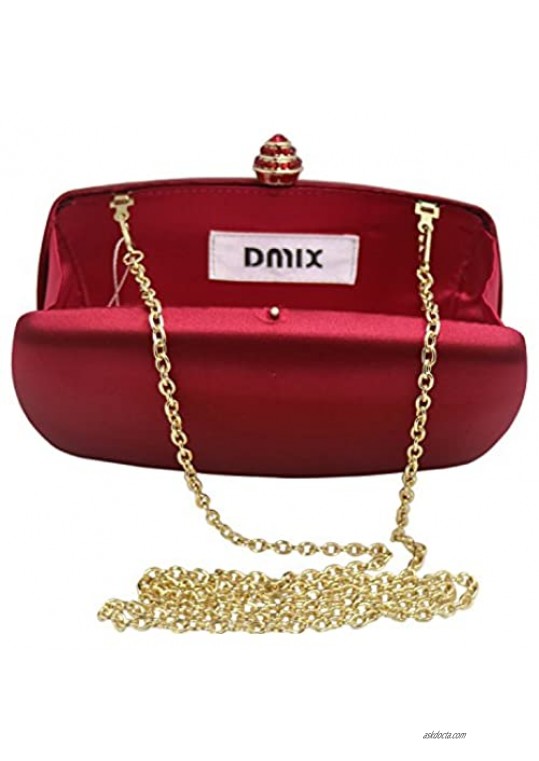 DMIX Womens Satin Silk Hard Case Box Clutch Evening Bags