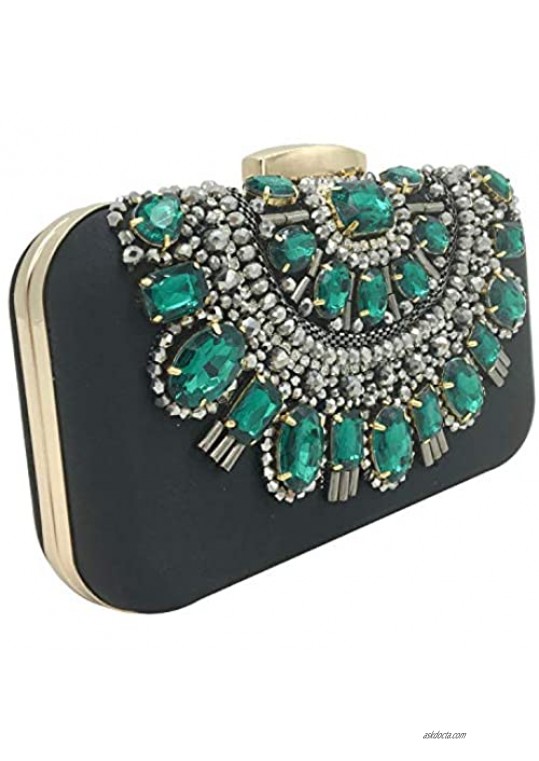 Elegant Beaded Clutch Purses for Women Evening Bag Wedding Rhinestone Handbag