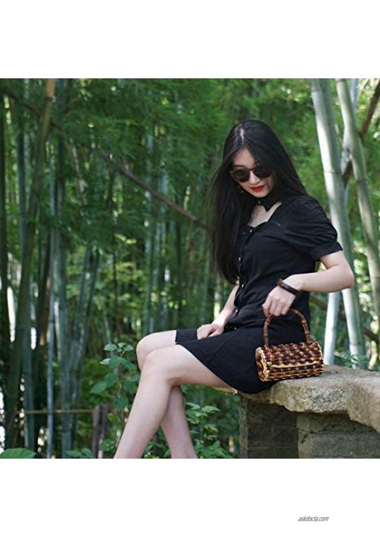 Handmade Bamboo Handbag Purse BB Panda Unique Evening Bag Women Gold and Black