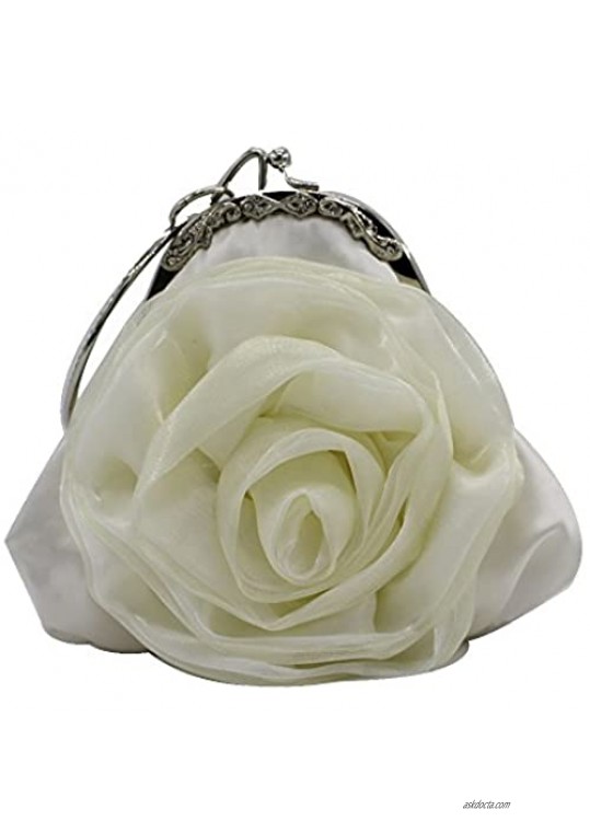 Kingluck Silk Flower Slot Pocket Hasp Totes Frame Women handbag