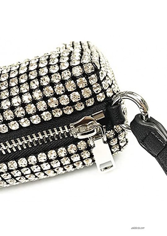 Leanoria Crystal Rhinestone Evening Handbag for Party Silver Bling Diamond Bride Purse Top Handle Bag
