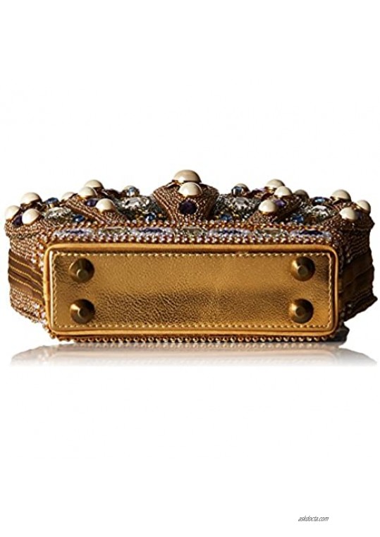 Mary Frances Queendom Beaded Jeweled Royal Crown Shoulder Handbag Purse Gold