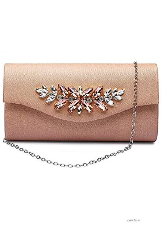 Melody Women's Evening Handbags Suede Envelope Evening Purses Crossbody Shoulder Clutch Bag for Party Wedding