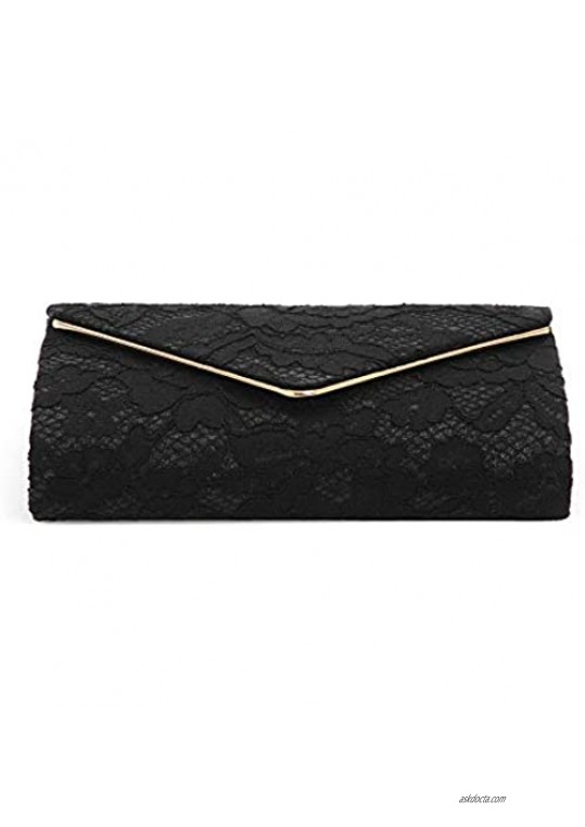 Milisente Clutch Purses For Women Glitter Lace Clutches Evening Bag Floral Pattern Handbags For Wedding And Party