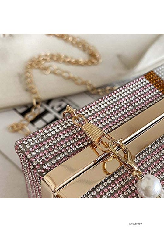 Orichane Hundred Dollar Bill Box Sparkly Diamond Clutch Handbag Rhinestone Evening Bag Shoulder Bag Shiny Crystal Purse