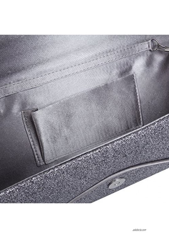 Premium Large Metallic Glitter Envelope Flap Clutch Evening Bag Handbag