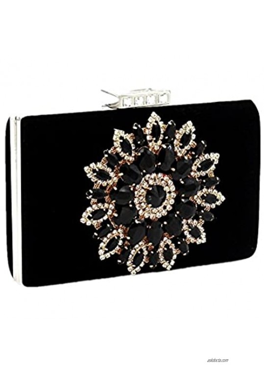 Shiratori Series-Glitter Rhinestone Floral Evening Bag Party Handbags Wedding Clutches Purse