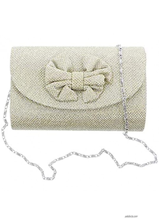 Small Sparkly Evening Clutch With Bow 6 Inch Womens Evening Bag Purse