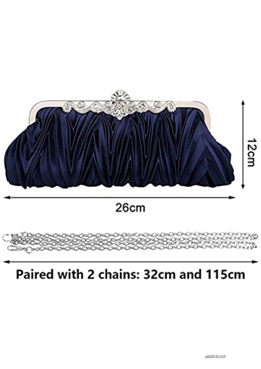Women Wrinkled Silk Evening Bag - Elegant Clutch Purse Cheongsam Dress Handbag for Ladies' banquet Bridal Wedding Party