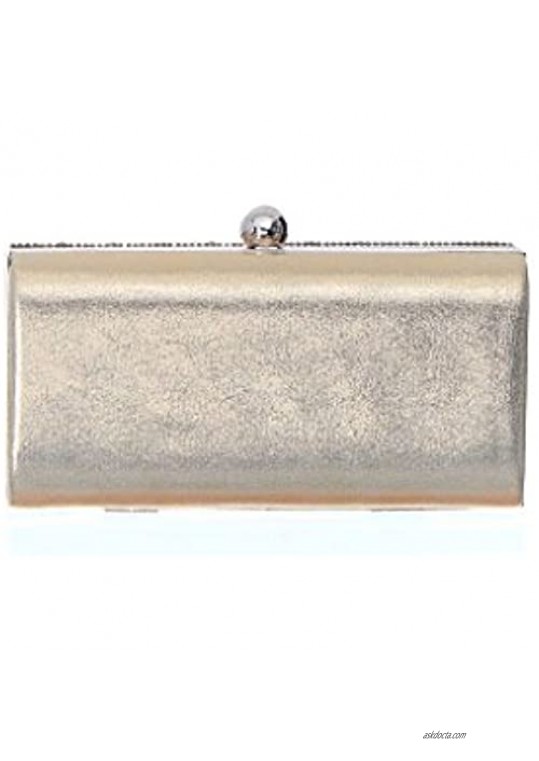 Women’s Diamond Jewel and Round Crystal Embellished Evening Clutch Handbag with Top Clasp