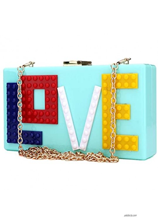 Womens Love Acrylic Clutch Evening Party Bag Purse Handbag for Women Ladies Ideal Gift