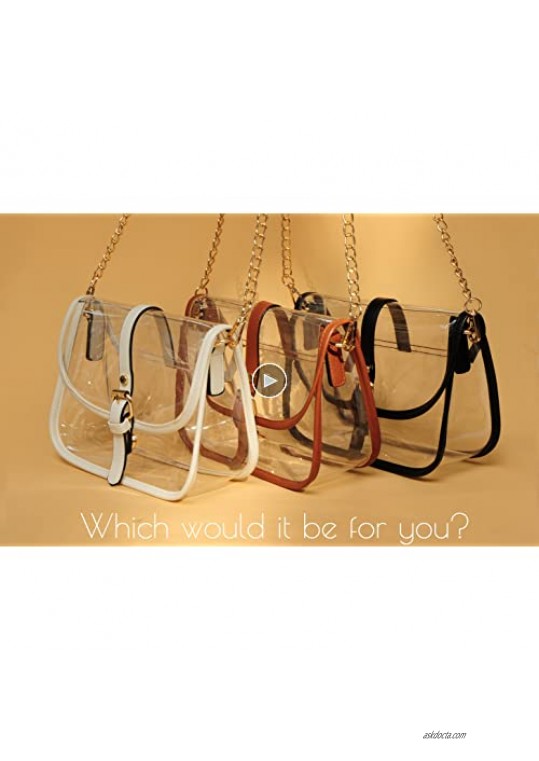 Clear Saddle Cross Body Bag Women Chain Shoulder Handbag Purse