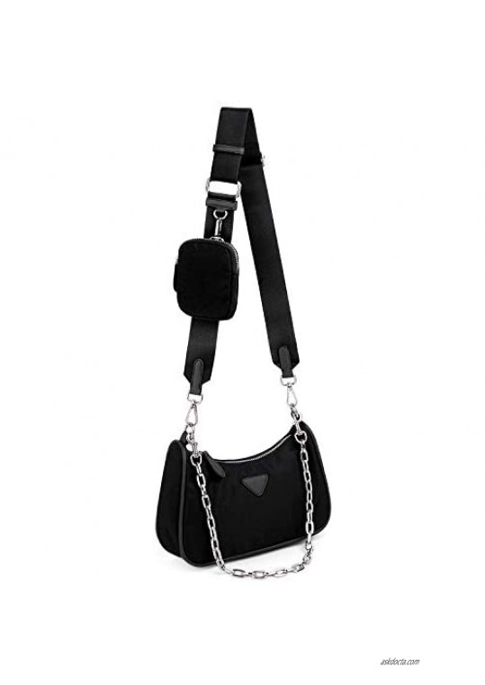 Marggage Crossbody-Bags-for-Women-Chain-Handbag-Multipurpose-Shoulder-Bag Nylon Bag with Coin Purse Set