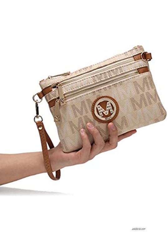 MKF 2 in 1 Crossbody Bags for Women Wristlet Purse - Ladys Small PU Leather Messenger Handbag - Adjustable Strap