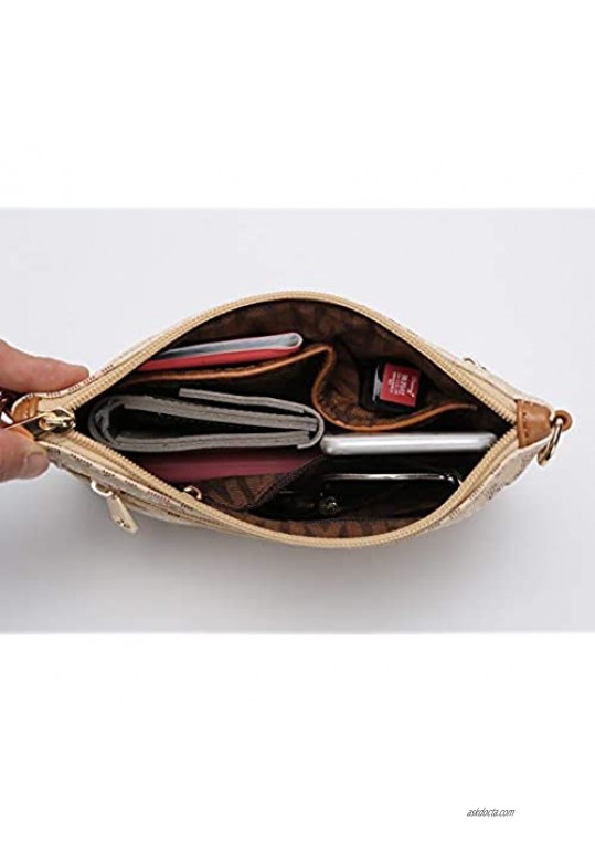 MKF 2 in 1 Crossbody Bags for Women Wristlet Purse - Ladys Small PU Leather Messenger Handbag - Adjustable Strap