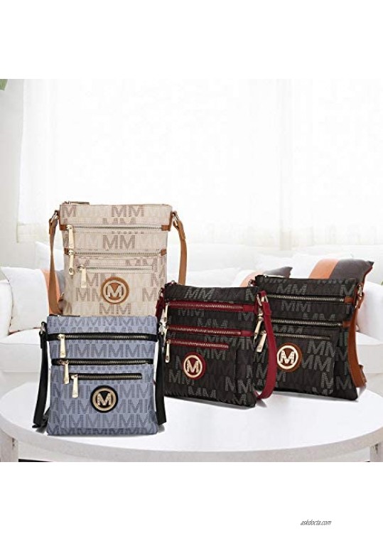 MKF Collection Crossbody Bag for Women – PU Leather Adjustable Strap Handbag – Side Messenger Purse Shoulder Crossover