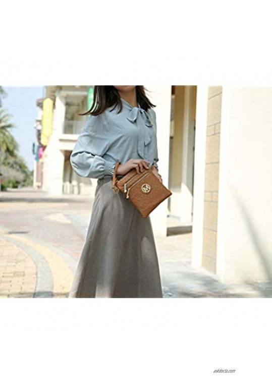 MKF Crossbody Bags for Women Wristlet Strap – PU Leather Shoulder Handbag – Small Crossover Messenger Purse