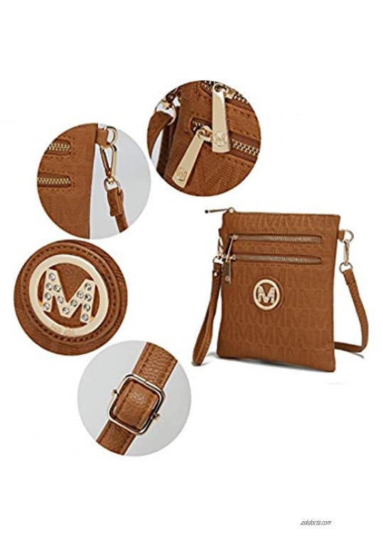 MKF Crossbody Bags for Women Wristlet Strap – PU Leather Shoulder Handbag – Small Crossover Messenger Purse