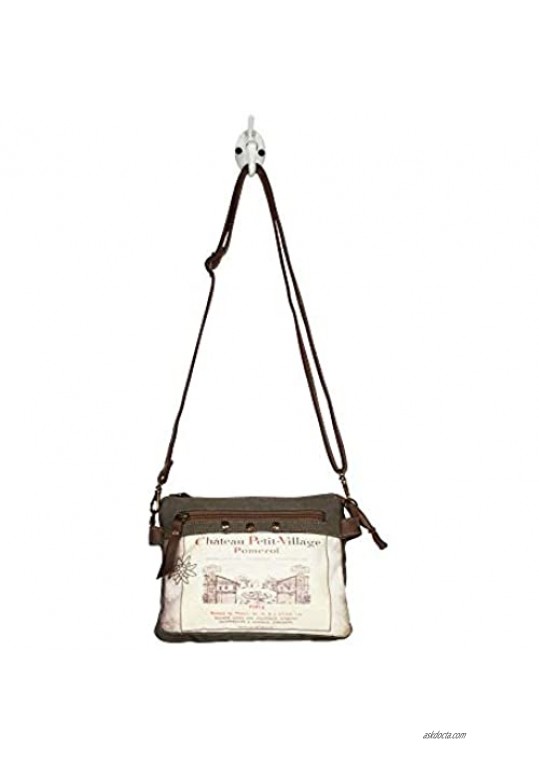 Myra Bag Pomerol 1964 Upcycled Canvas & Leather Small Crossbody Bag S-1241 Brown One Size