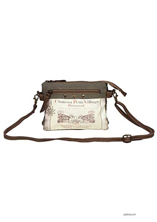 Myra Bag Pomerol 1964 Upcycled Canvas & Leather Small Crossbody Bag S-1241 Brown One Size