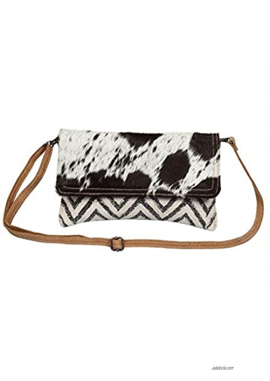 Myra Bag Winsome Upcycled Canvas & Cowhide Crossbody Bag S-1350