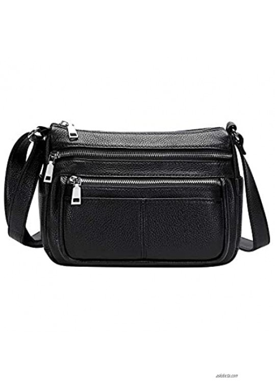 OVER EARTH Crossbody Bag for Women Soft Leather Purses and Handbags Multi Pockets Messenger Bag