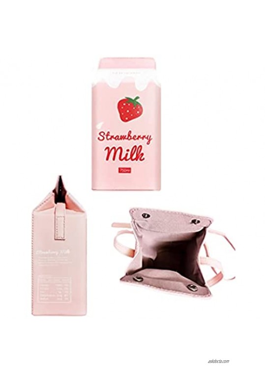 Rahada Grils Strawberry Milk Box Cross Body Purse Bag Women Phone Purse Wallet Messenger Shoulder Handbags