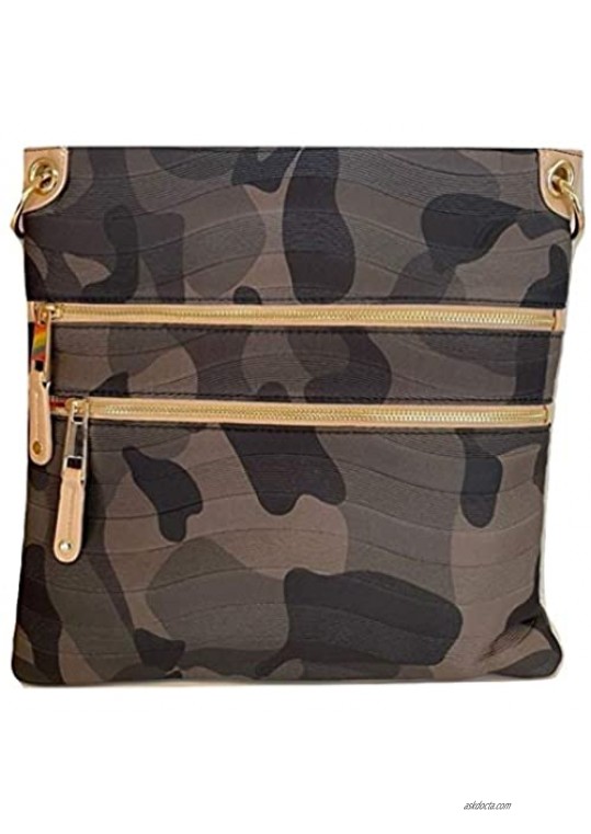 Sondra Roberts Crossbody Handbag Embossed Camo Printed Neoprene with Adjustable Strap - 6168