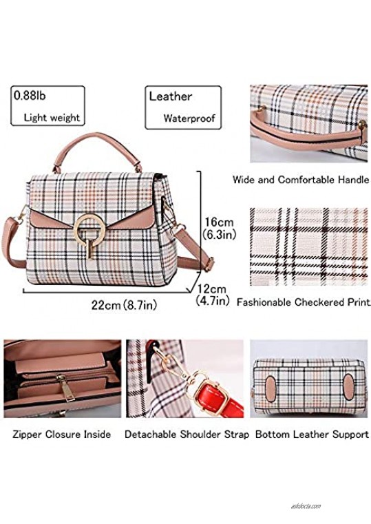 Crossbody Bag Shoulder Bag for Women Leather Waterproof Small Purses Elegant Plaid Handbag Fashion