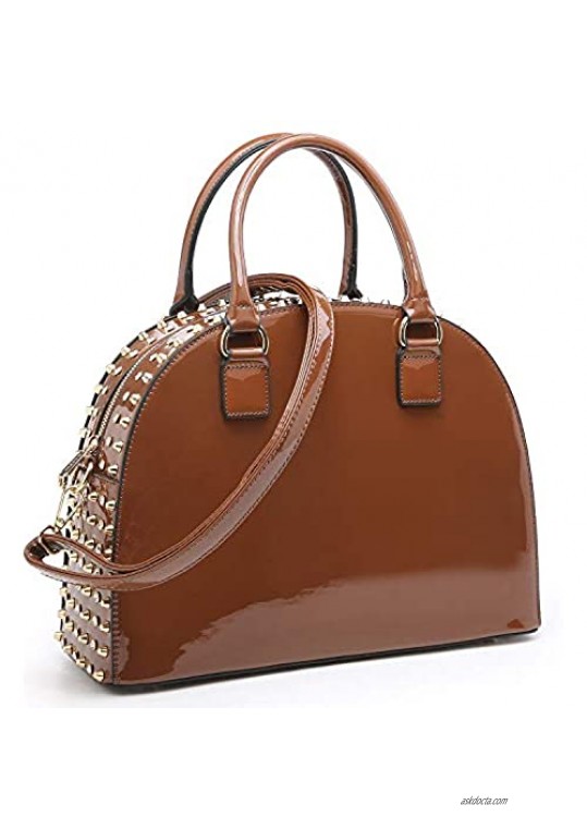 Dasein Vegan Leather Purse Handbag Domed Satchel Bag Structured Shoulder Bag with Long Strap