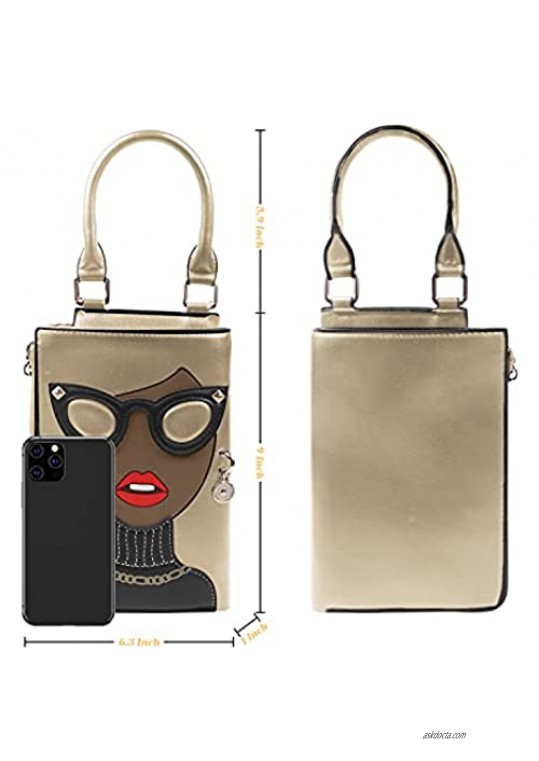 Emprier Women Funky Lady Face Crossbody Shoulder Bags Novelty Personalized Top Handle Satchel Purse