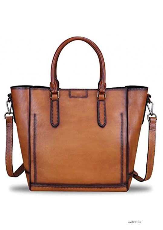 Genuine Leather Handbags for Women Vintage Handmade Tote Purse Cowhide Shoulder Bag Satchel Top-Handle Bags for Ladies