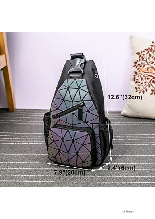 Geometric Luminous Backpacks Holographic Reflective Bag Lumikay Purse Irredescent Crossbody Bag Prism Sling Bag for Women Men NO.1