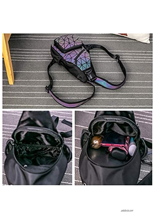 Geometric Luminous Backpacks Holographic Reflective Bag Lumikay Purse Irredescent Crossbody Bag Prism Sling Bag for Women Men NO.1