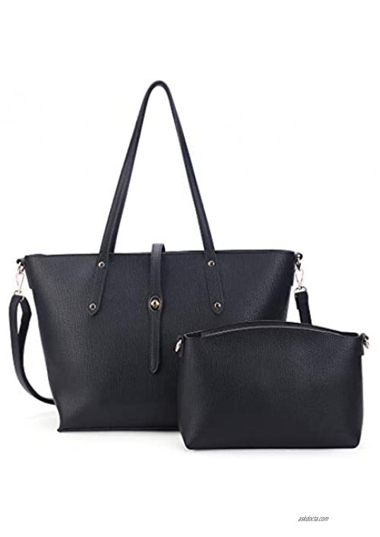 K.EYRE Tote Handbags Women Top Handle Satchel Bag Fashion Large Crossbody Shoulder Purse Faux Leather Set 2pcs