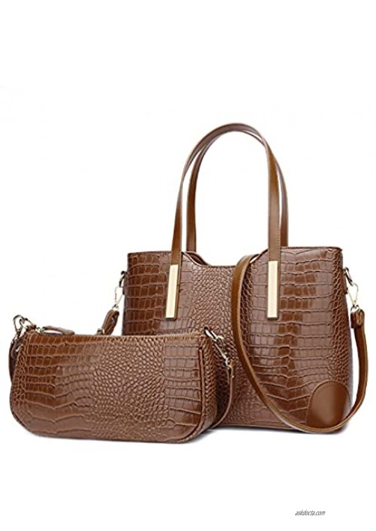 KKXIU Fashion Handbags for Women Shoulder Bag Satchel Top Handle Tote 2pcs Purse Set